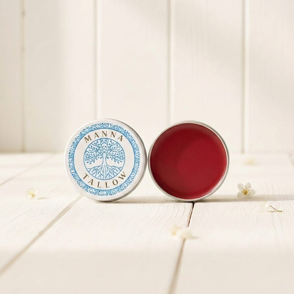 Tallow Lip & Blush Balm - Heirloom Blush Balm with Grass-Fed Tallow (Shade: Scarlet)