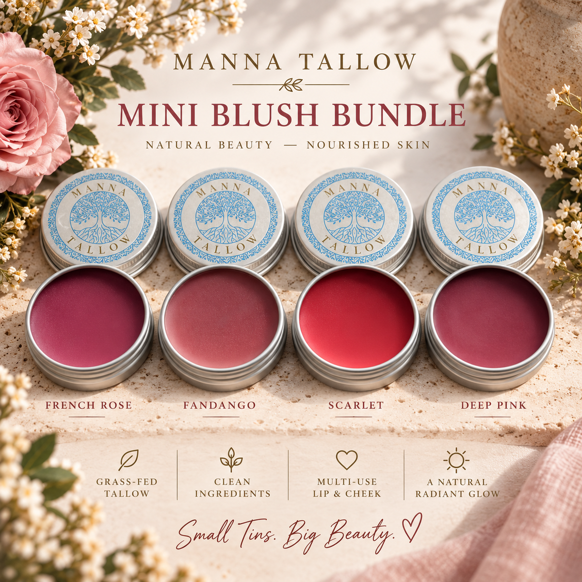 Manna Tallow Mini Lip & Blush Balm Bundle