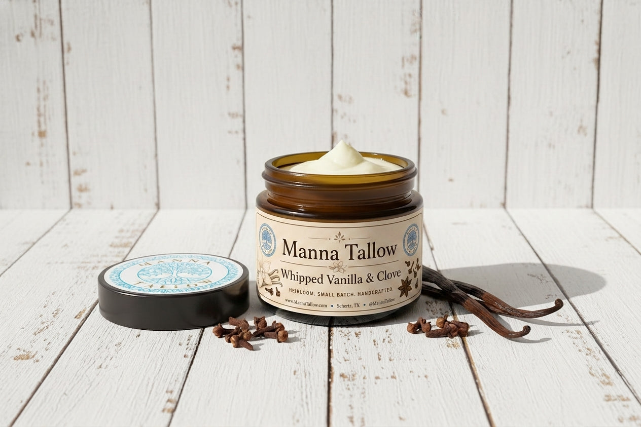 Vanilla & Clove Whipped Tallow Moisturizer – Grass-Fed Tallow for Dry & Sensitive Skin