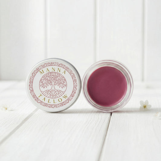Tallow Lip & Blush Balm -  Heirloom Blush Balm with Grass-Fed Tallow (Shade: Deep Pink)