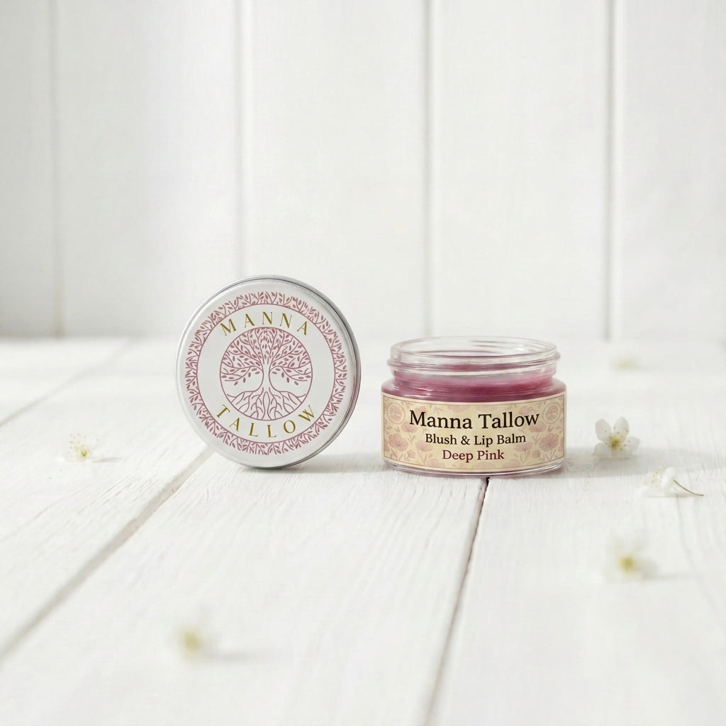 Tallow Lip & Blush Balm -  Heirloom Blush Balm with Grass-Fed Tallow (Shade: Deep Pink)