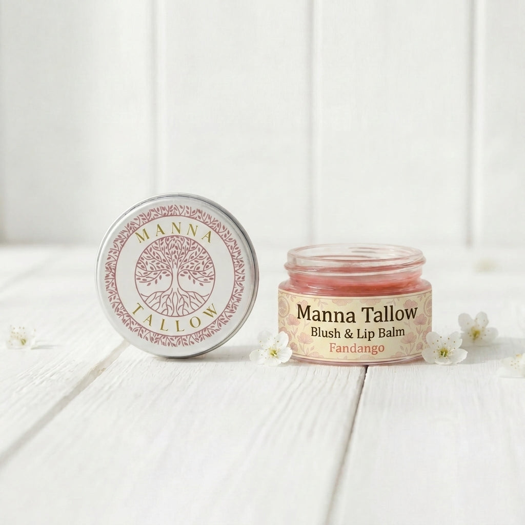 Tallow Lip & Blush Balm -  Heirloom Blush Balm with Grass-Fed Tallow (Shade: Fandango)