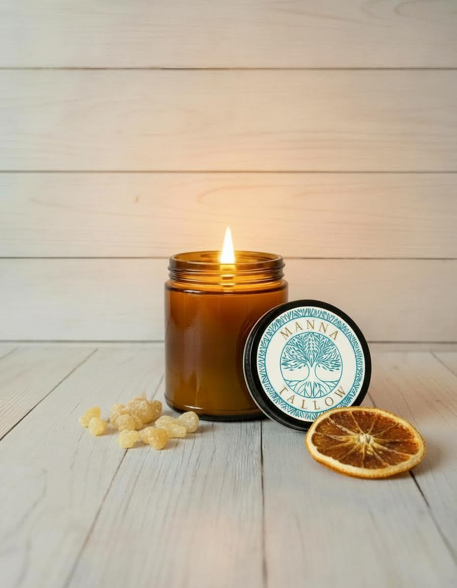 Manna Tallow Candle Hand-Crafted & Poured Artisan Candle – Fruit & Spirit