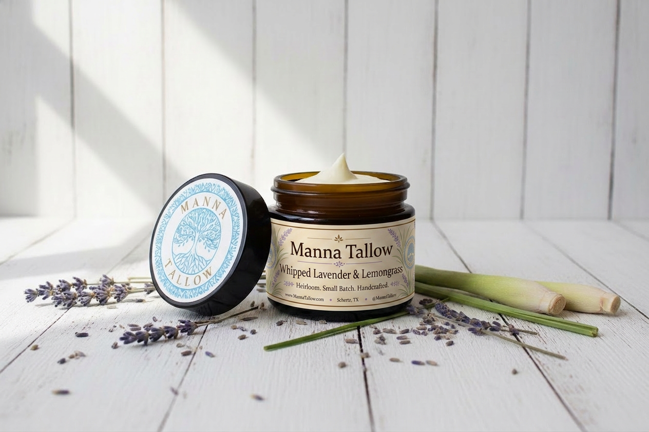 Lavender & Lemongrass Whipped Tallow Moisturizer – Grass-Fed Tallow for Dry & Sensitive Skin