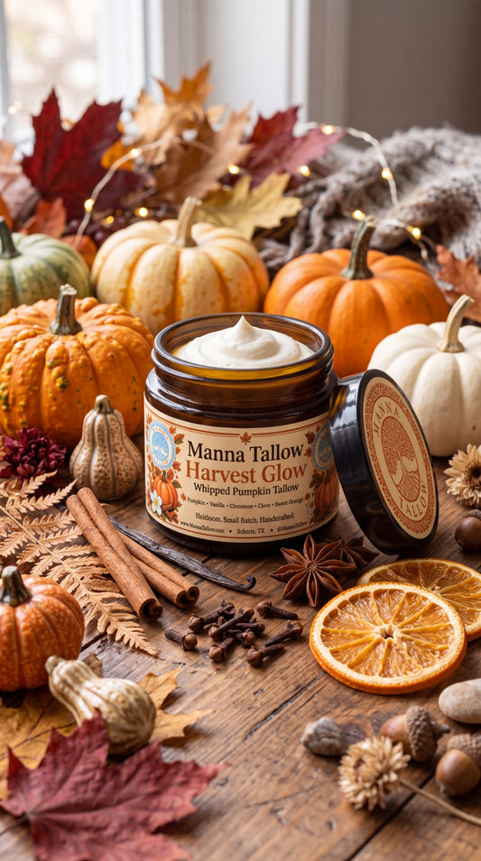 Manna Harvest Glow Pumpkin Spice Whipped Tallow – Grass-Fed & Finished Heirloom Tallow Cream