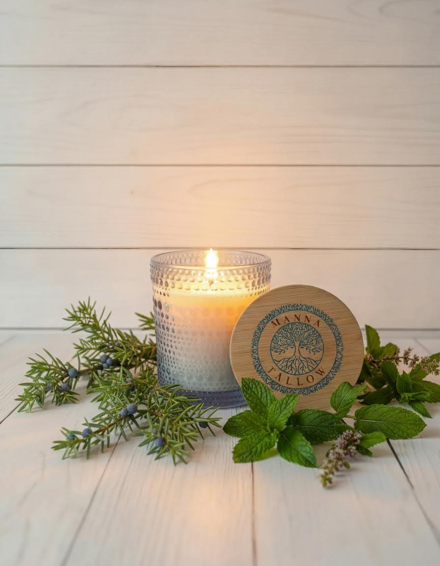 Manna Tallow Candle Hand-Crafted & Poured Artisan Candle – Pure Snow