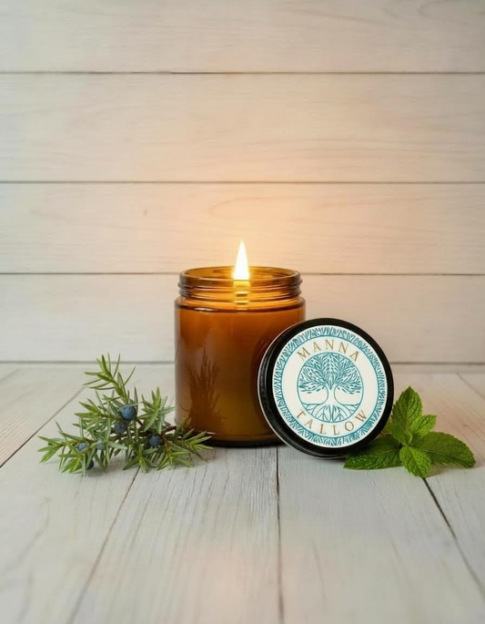 Manna Tallow Candle Hand-Crafted & Poured Artisan Candle – Pure Snow