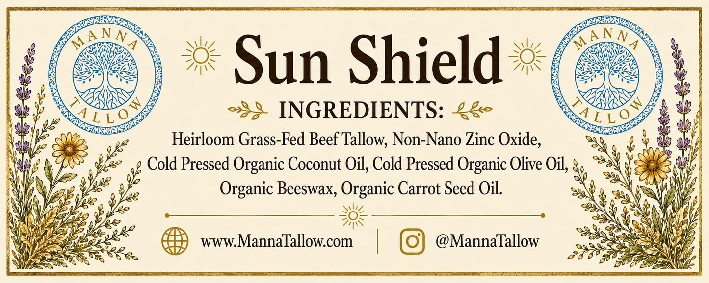 Manna Sun Shield – Grass-Fed Tallow Non-Nano Zinc Nourishing Mineral Sunscreen Whipped Balm