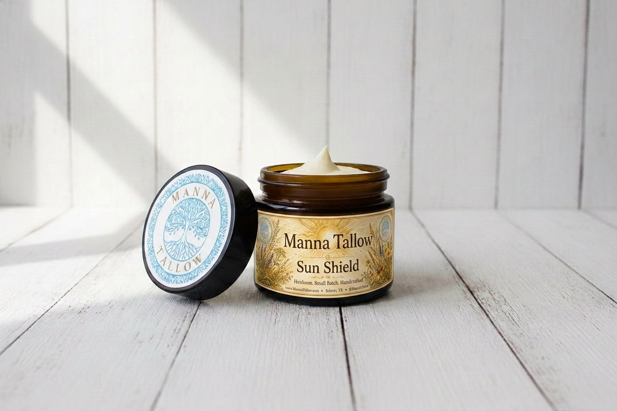 Manna Sun Shield – Grass-Fed Tallow Non-Nano Zinc Nourishing Mineral Sunscreen Whipped Balm