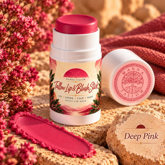 Deep Pink Tallow Lip & Blush Balm Stick Matte Finish
