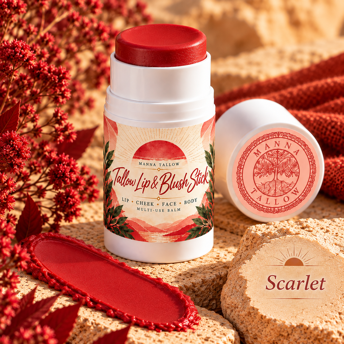 Scarlet Tallow Lip & Blush Balm Stick Matte Finish