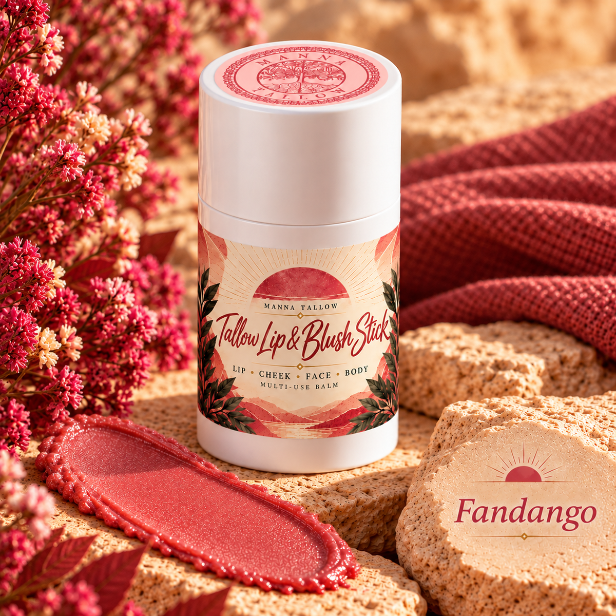 Fandango Tallow Lip & Blush Balm Stick Shimmer Finish
